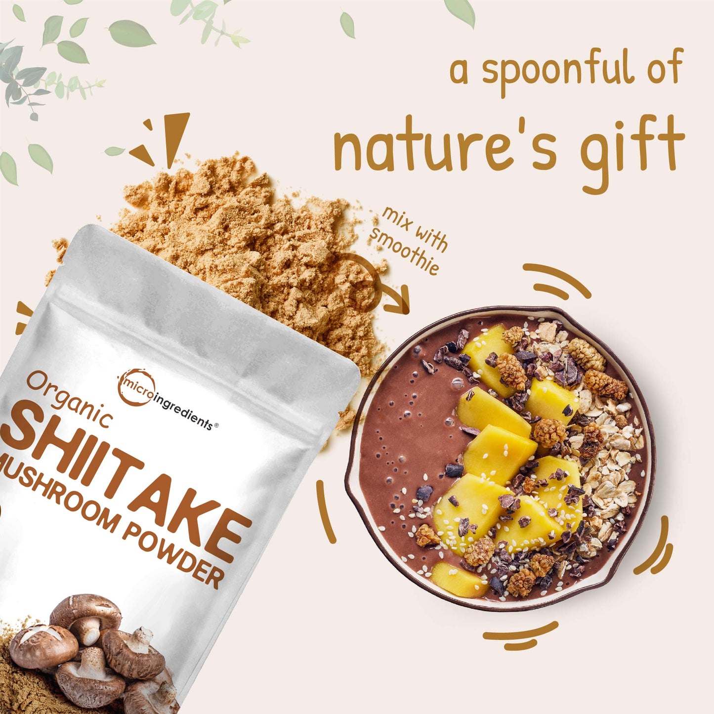 Micro Ingredients Organic Shiitake Mushroom Powder, 8oz