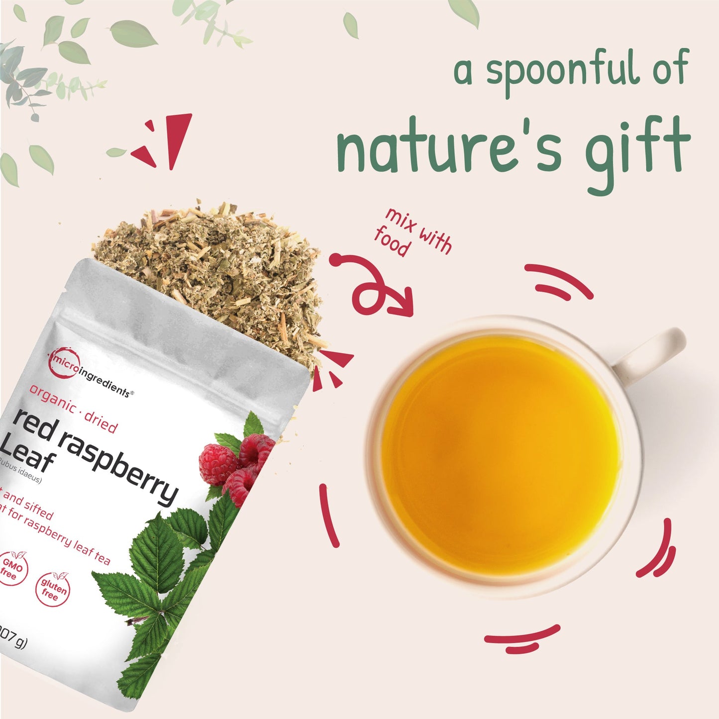 Micro Ingredients Organic Dried Red Raspberry Leaf Tea