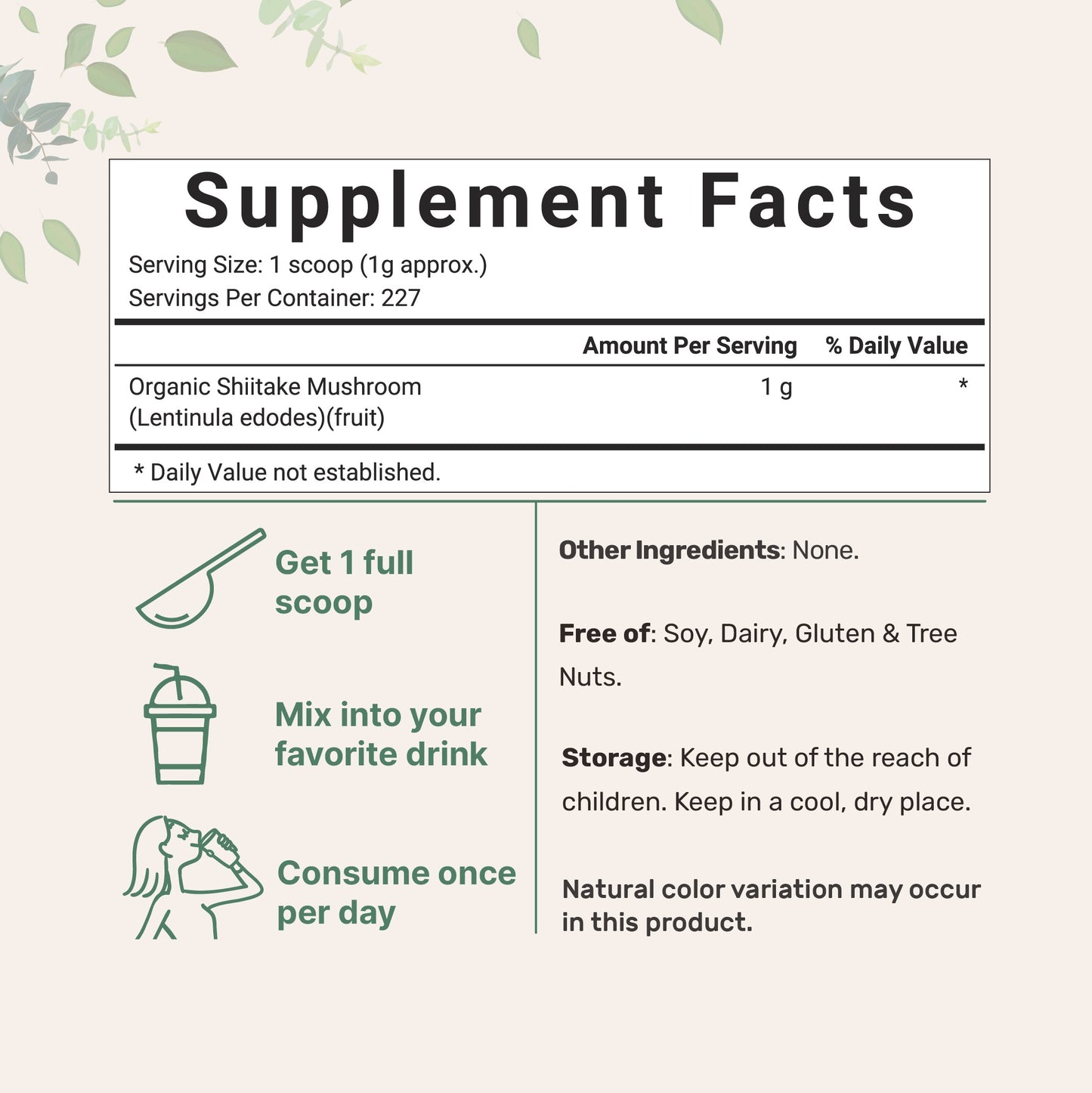Micro Ingredients Organic Shiitake Mushroom Powder, 8oz