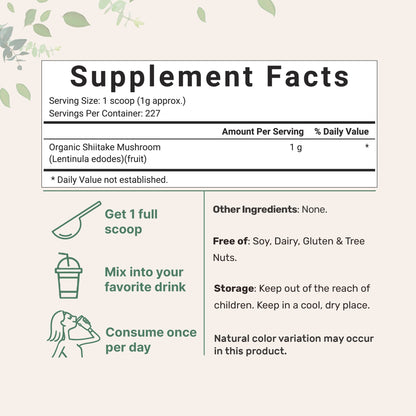 Micro Ingredients Organic Shiitake Mushroom Powder, 8oz