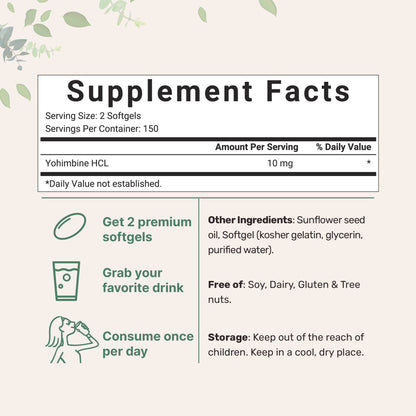 Micro Ingredients Yohimbine Softgels, 300 counts