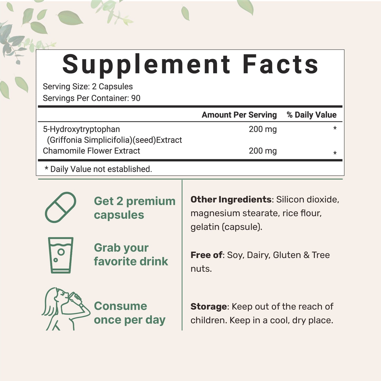 Micro Ingredients 5-HTP with Chamomile 200mg