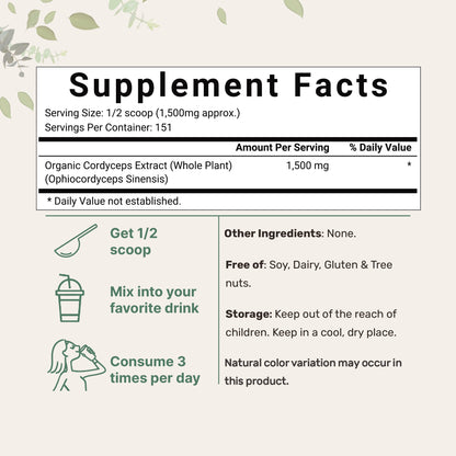 Micro Ingredients Organic Cordyceps Mushroom Extract Powder, 8 Ounces