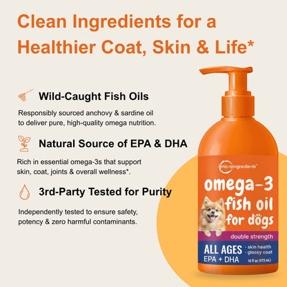 Micro Ingredients Omega-3 Fish Oil for Dogs, 16 fl oz