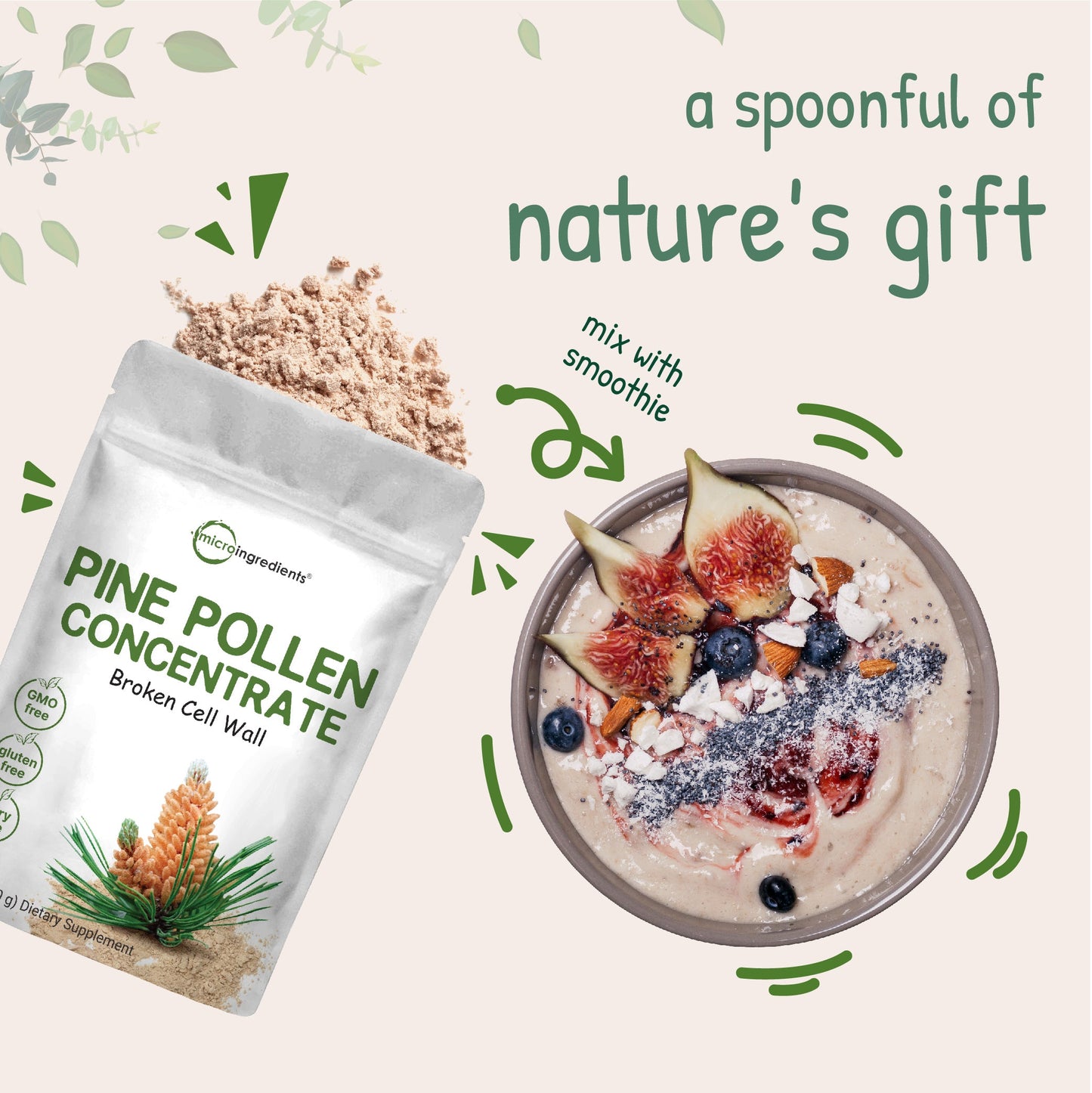 Micro Ingredients Pine Pollen Powder, 6 oz