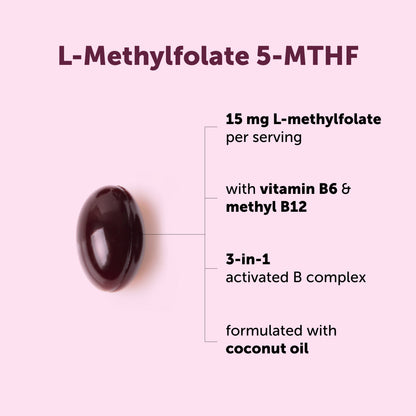 Micro Ingredients L-Methylfolate 5-MTHF 15mg with Coconut Oil, 120 Softgels