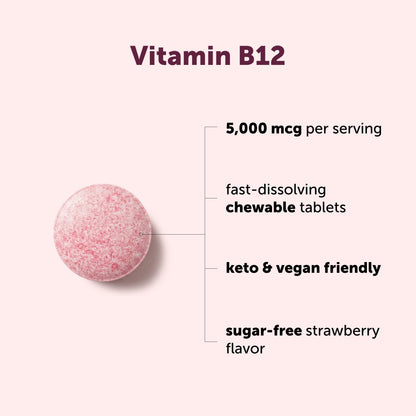Micro Ingredients Vitamin B12 5000mcg | Methyl B12 Active Form – 240 Chewable Tablets