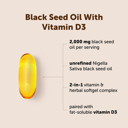 Micro Ingredients Black Seed Oil with Vitamin D3, 240 Softgels