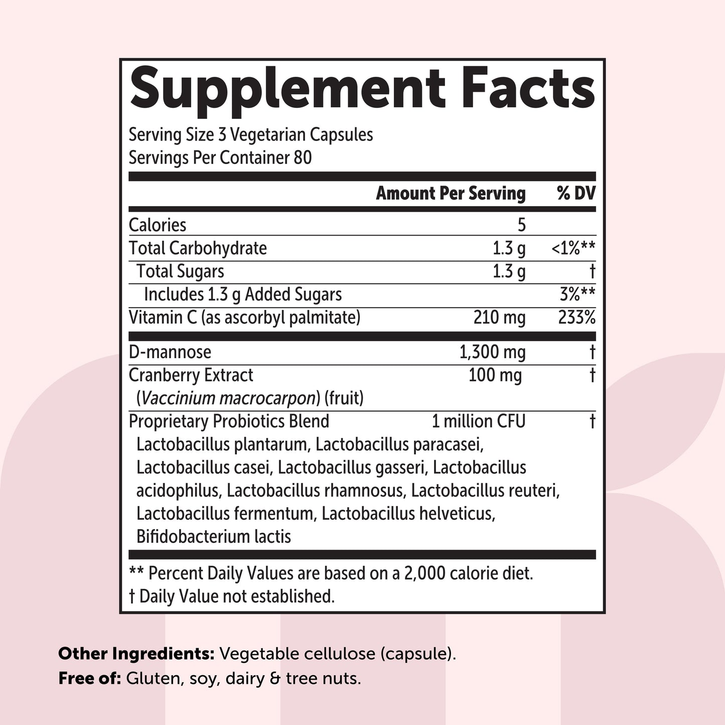 Micro Ingredients Pure D Mannose 1,300mg with Cranberry, 240 Veggie Capsules