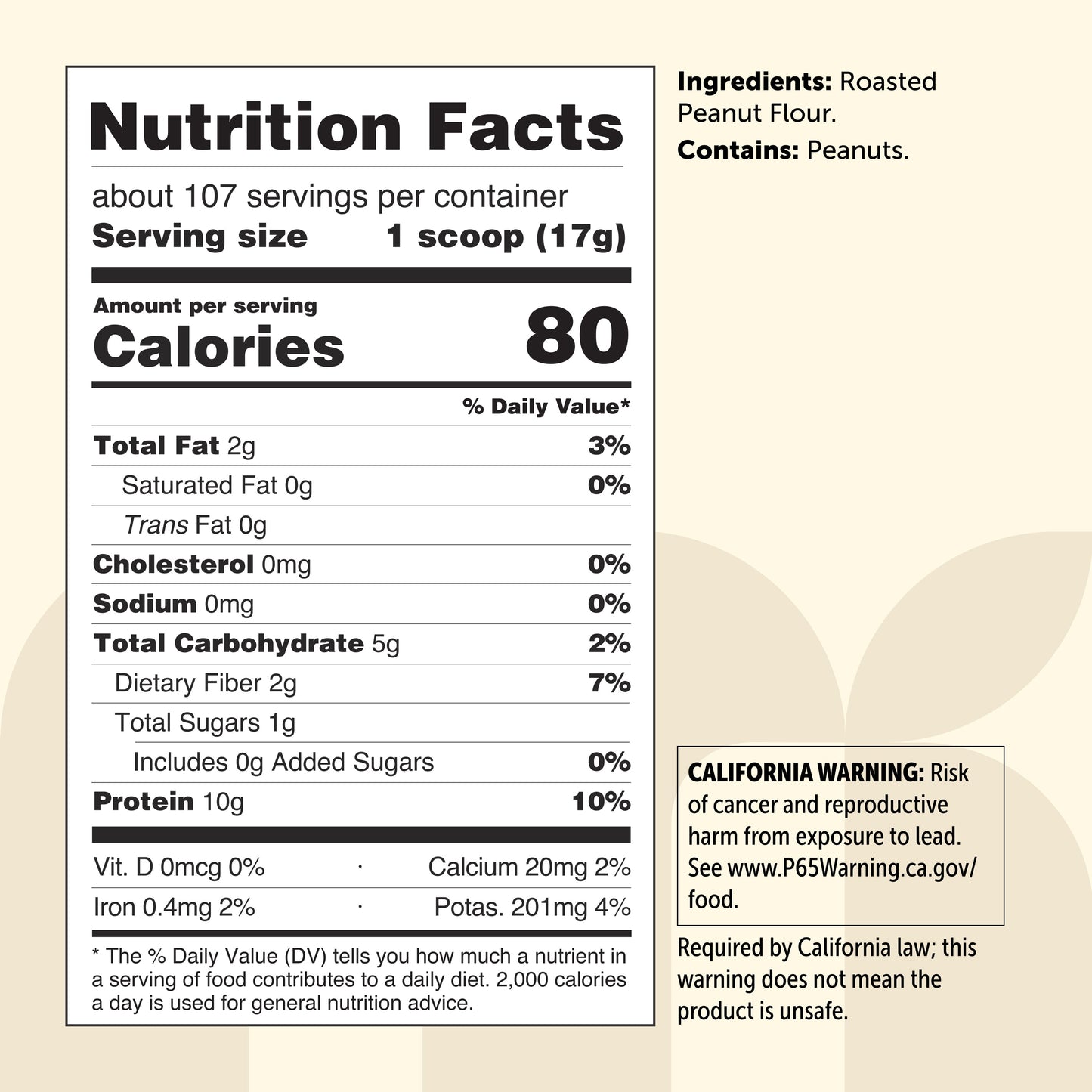 Micro Ingredients Pure Peanut Powder, 4lbs (106 Servings) | 10g Protein & 88% Less Fat