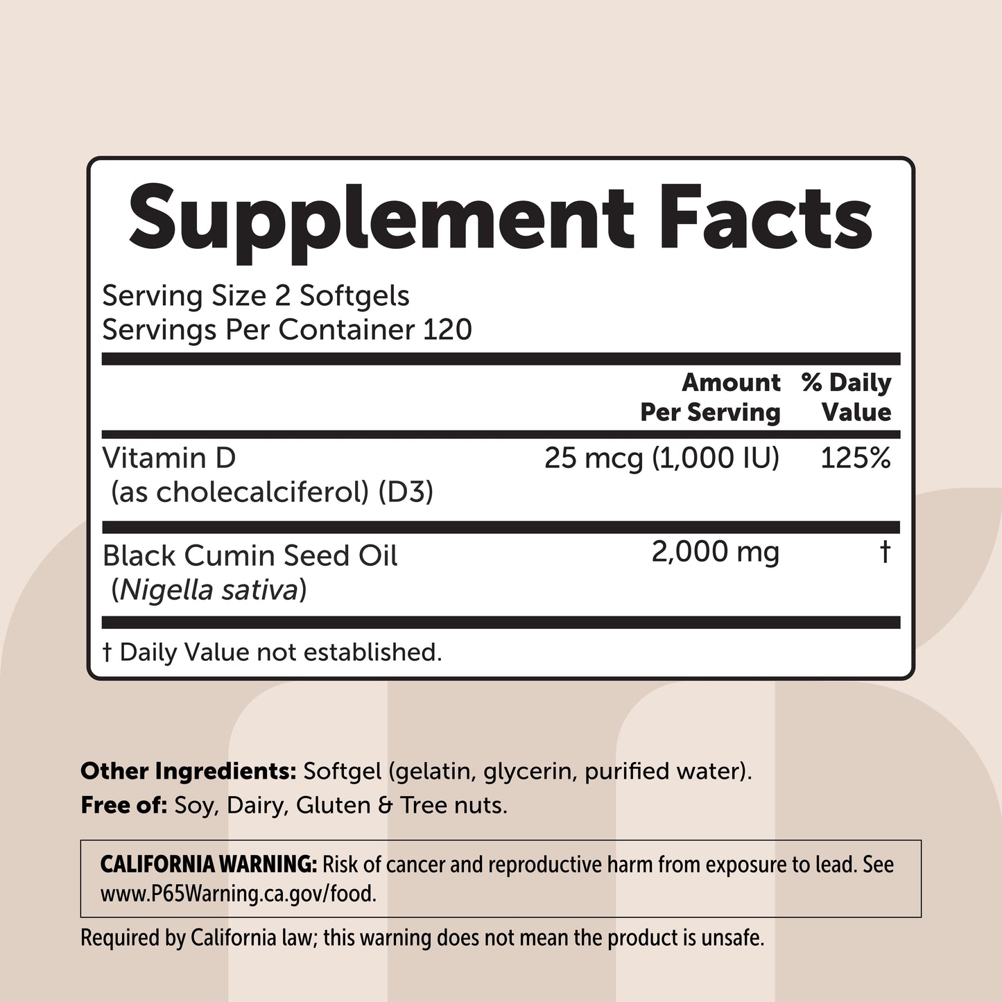 Micro Ingredients Black Seed Oil with Vitamin D3, 240 Softgels