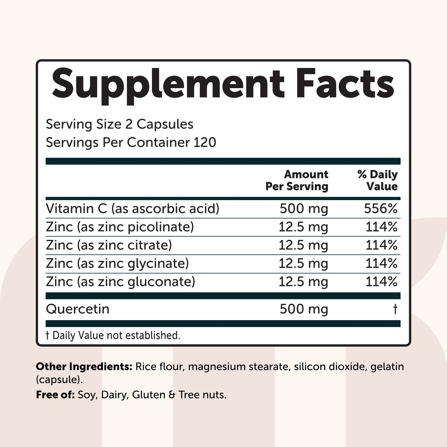 Micro Ingredients Zinc Quercetin 6-in-1 Complex with Vitamin C, 240 Capsules