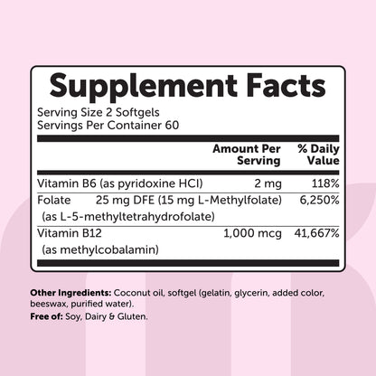Micro Ingredients L-Methylfolate 5-MTHF 15mg with Coconut Oil, 120 Softgels