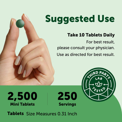 Micro Ingredients Organic Spirulina Chlorella, 2,500 Mini Tablets