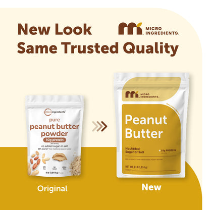 Micro Ingredients Pure Peanut Powder, 4lbs (106 Servings) | 10g Protein & 88% Less Fat