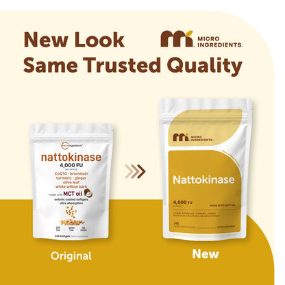 Micro Ingredients Nattokinase 4,000 FU Equivalent, Enteric Coated Softgels with MCT Oil