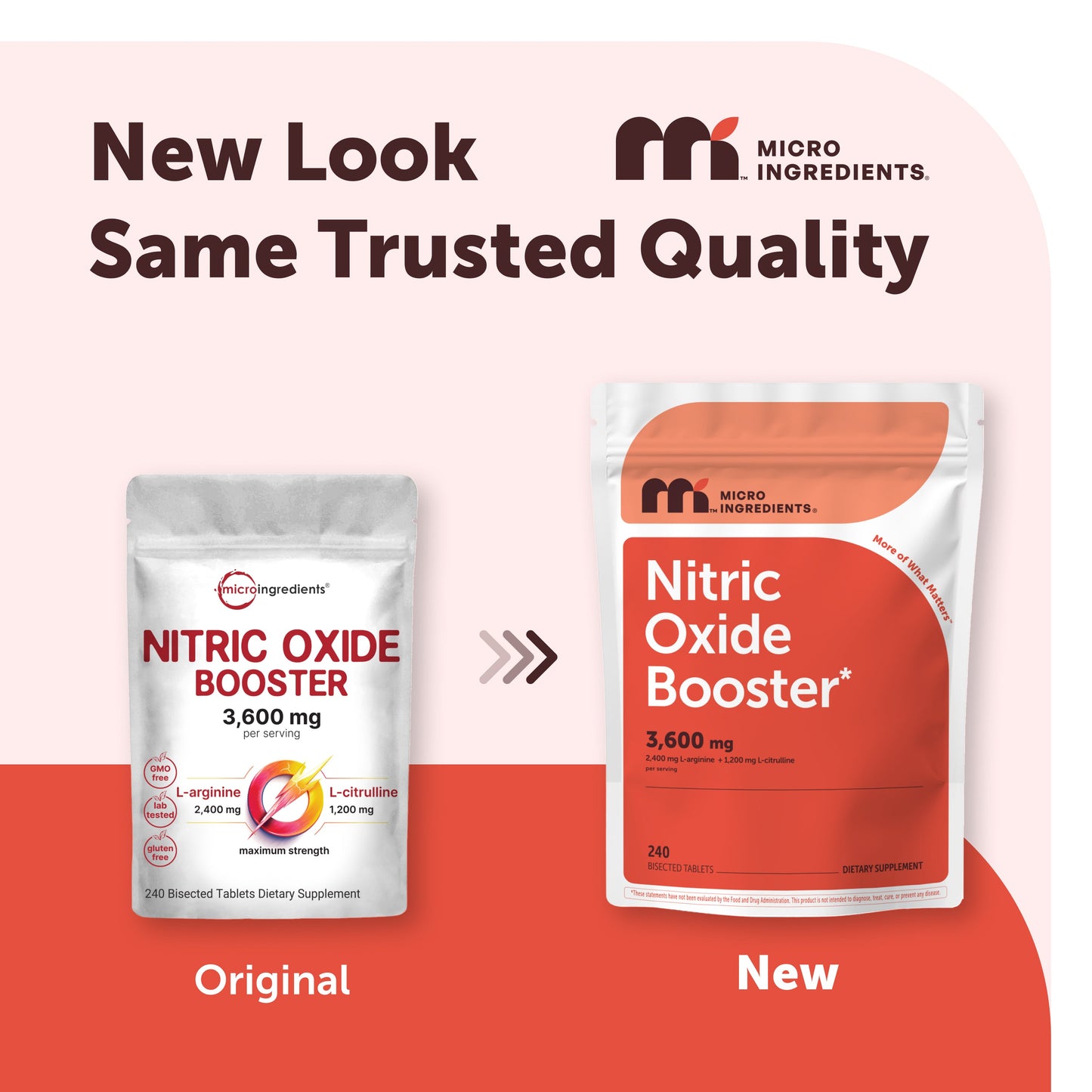 Micro Ingredients Nitric Oxide Booster 3,600mg Per Serving, 240 Bisected Tablets