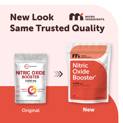Micro Ingredients Nitric Oxide Booster 3,600mg Per Serving, 240 Bisected Tablets