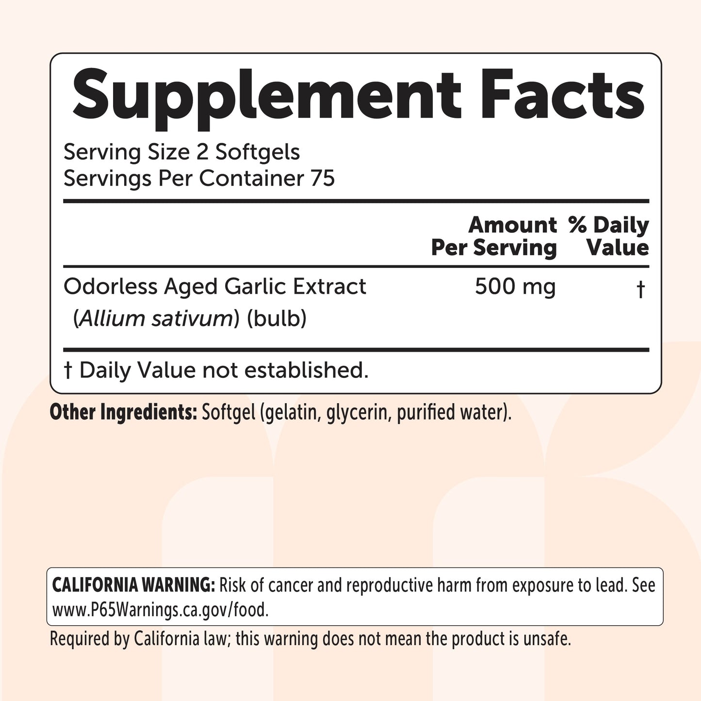 Micro Ingredients Odorless Aged Garlic Extract Softgels