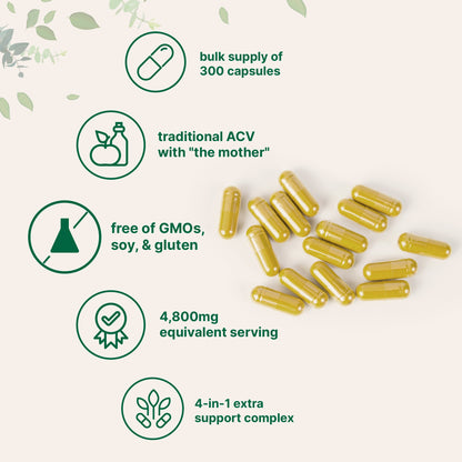 Micro Ingredients Apple Cider Vinegar with The Mother, 300 Capsules