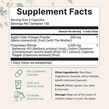 Micro Ingredients Apple Cider Vinegar with The Mother, 300 Capsules