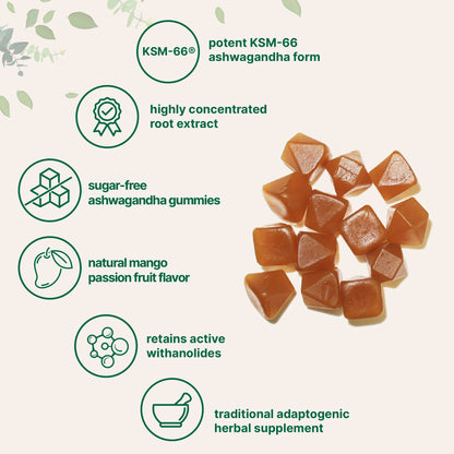 Micro Ingredients KSM-66 Ashwagandha Gummies 300mg, 120 Count