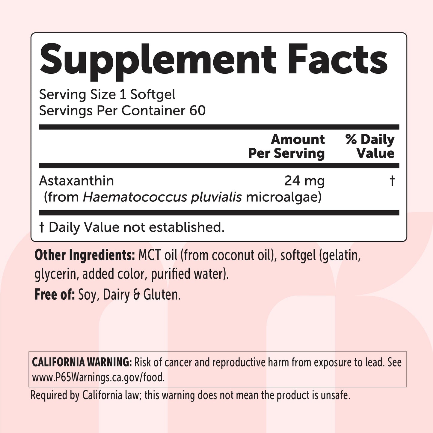 Micro Ingredients Astaxanthin 24mg Softgels