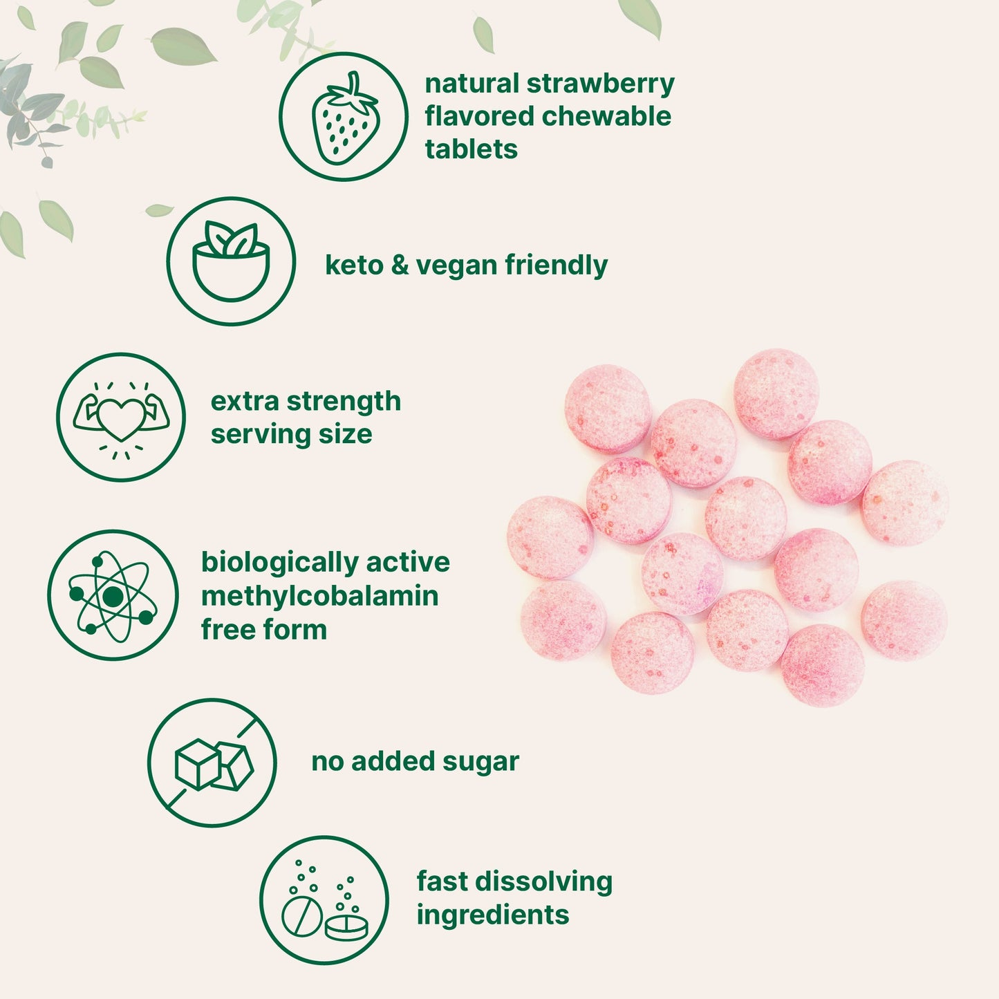 Micro Ingredients Vitamin B12 1,000mcg | Methyl B12 Active Form | 365 Chewable Tablets