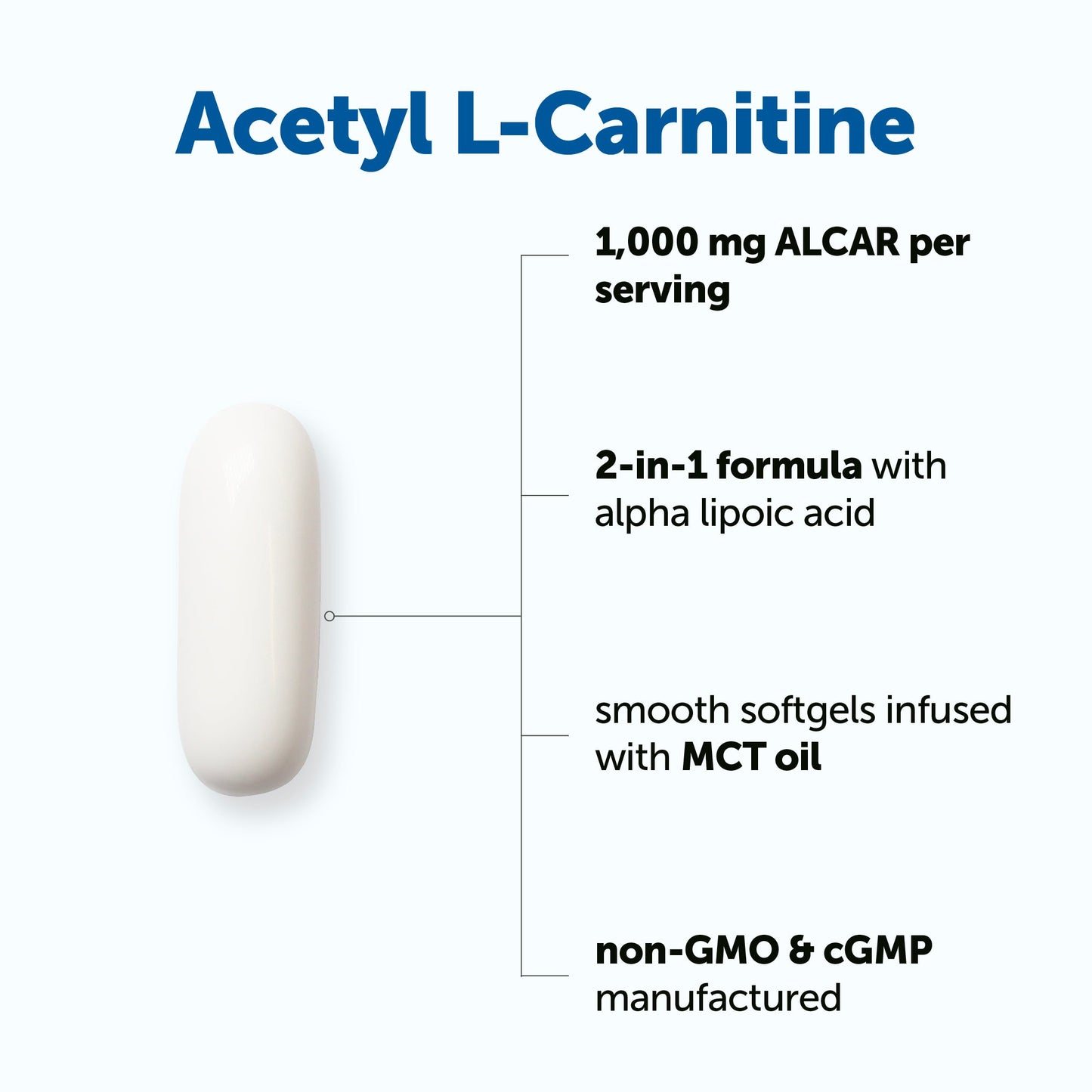 Micro Ingredients Acetyl L-Carnitine 1000mg with Alpha Lipoic Acid, 240 MCT Oil Softgels