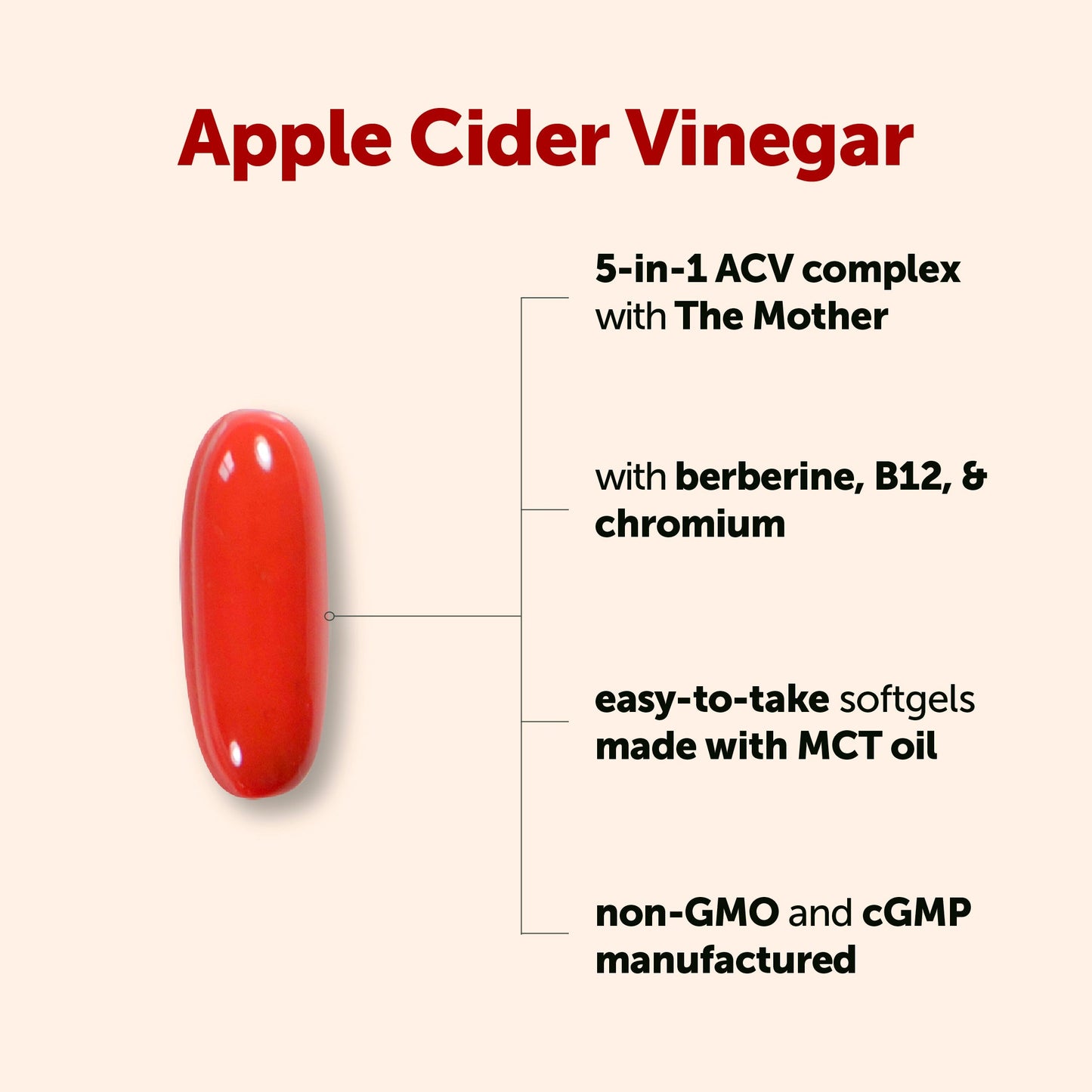 Micro Ingredients Apple Cider Vinegar 5-in-1 Complex with MCT Oil, 240 Softgels