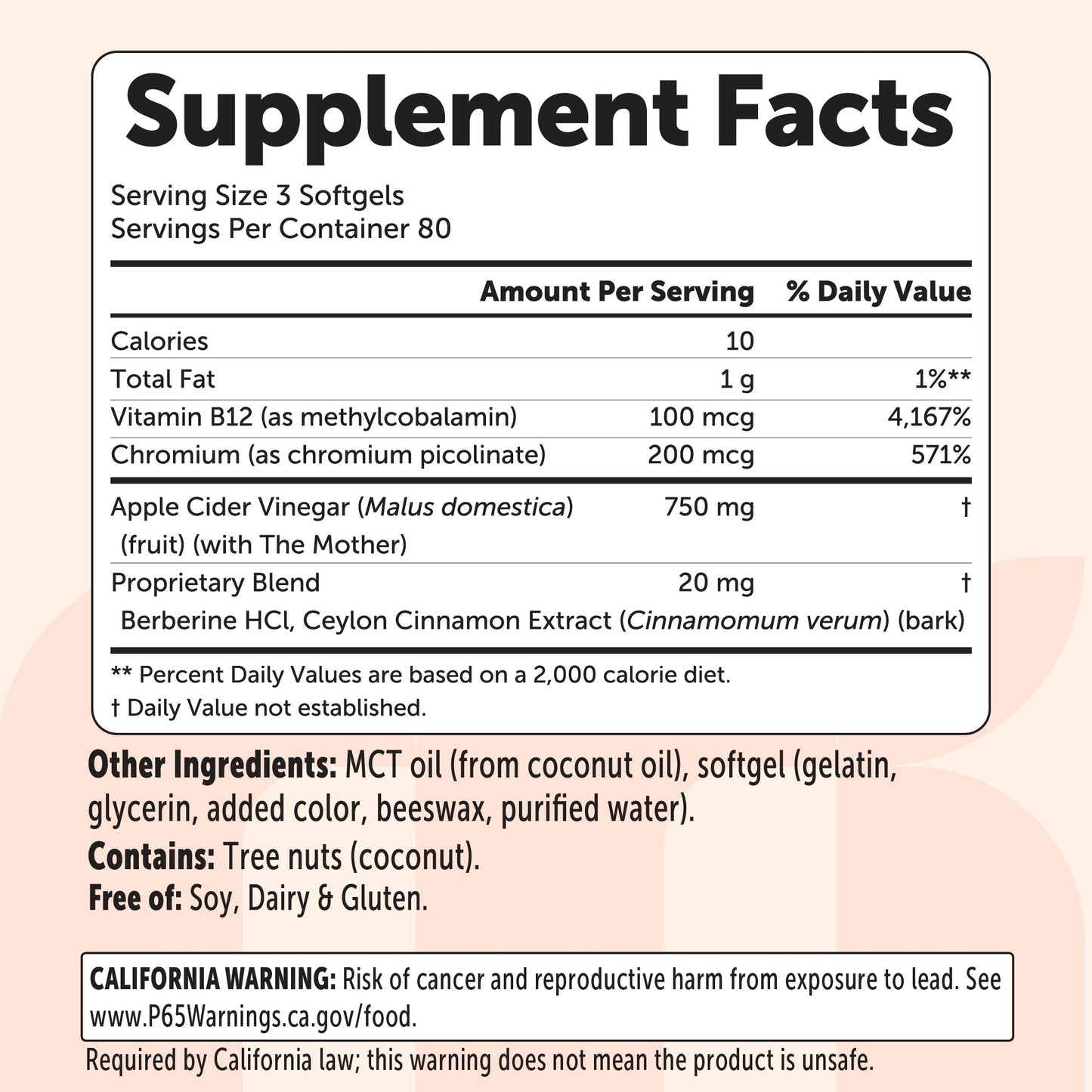 Micro Ingredients Apple Cider Vinegar 5-in-1 Complex with MCT Oil, 240 Softgels
