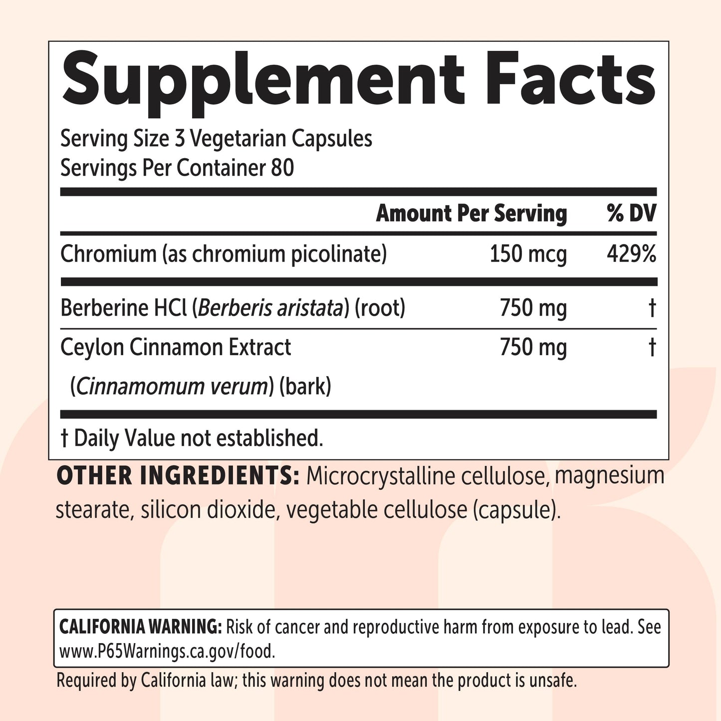 Micro Ingredients Berberine with Ceylon Cinnamon 1500mg + Chromium, 240 Vegetarian Capsules