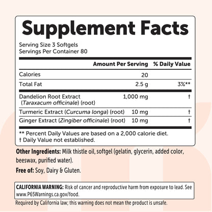 Micro Ingredients Dandelion Root with Turmeric Root and Ginger Root, 240 Milk Thistle Oil Softgels