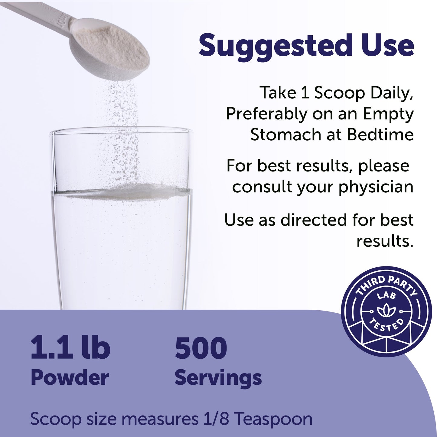 Micro Ingredients Glycine Powder, 500 g (1.1 Pounds)