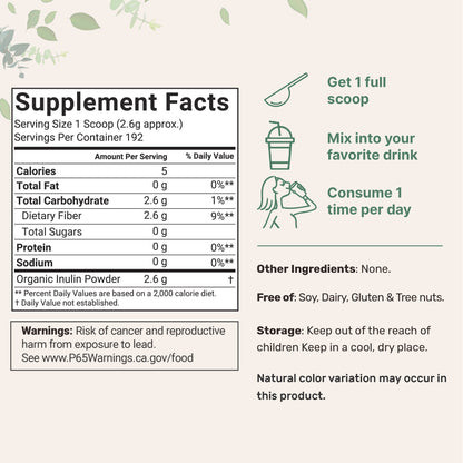 Micro Ingredients Organic Inulin Powder 500g (1.1lb)