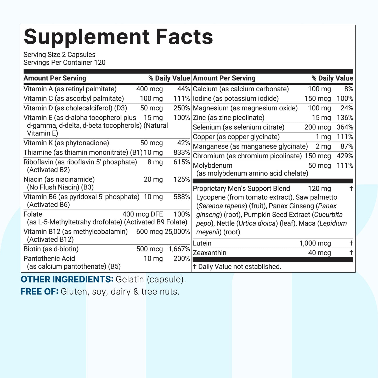 Micro Ingredients Pure Methylated Multivitamin for Men, 240 Capsules