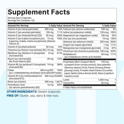 Micro Ingredients Pure Methylated Multivitamin for Men, 240 Capsules