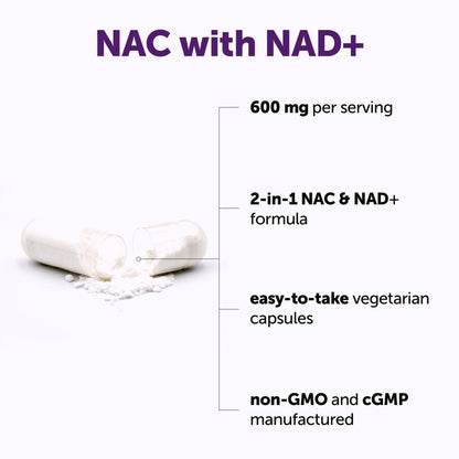 Micro Ingredients NAC with NAD+ 600mg, 240 Vegetarian Capsules
