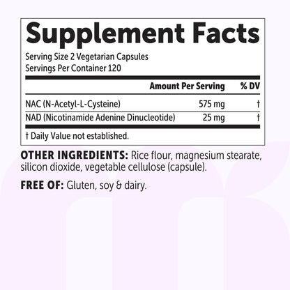 Micro Ingredients NAC with NAD+ 600mg, 240 Vegetarian Capsules