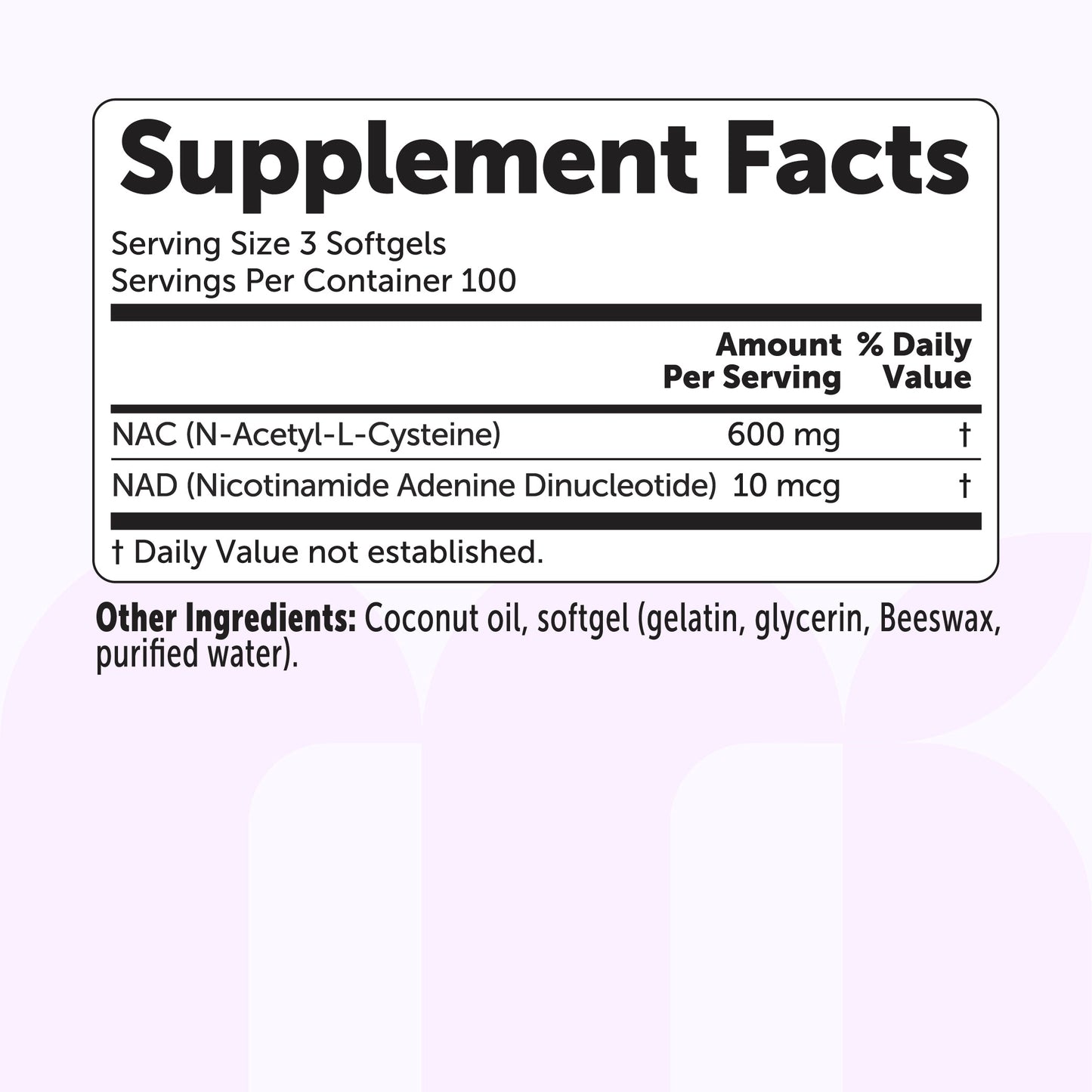 Micro Ingredients NAC 600mg with NAD+, N-Acetyl L-Cysteine + Nicotinamide + MCT Oil, Cellular Energy & Antioxidant Support
