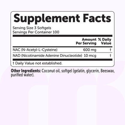 Micro Ingredients NAC 600mg with NAD+, N-Acetyl L-Cysteine + Nicotinamide + MCT Oil, Cellular Energy & Antioxidant Support
