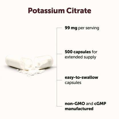 Micro Ingredients Potassium Citrate 99mg, 500 capsules