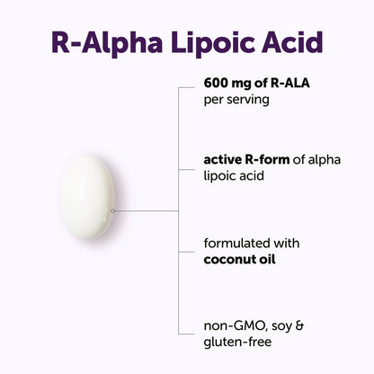 Micro Ingredients R Alpha Lipoic Acid 600mg with Coconut Oil, 120 Softgels