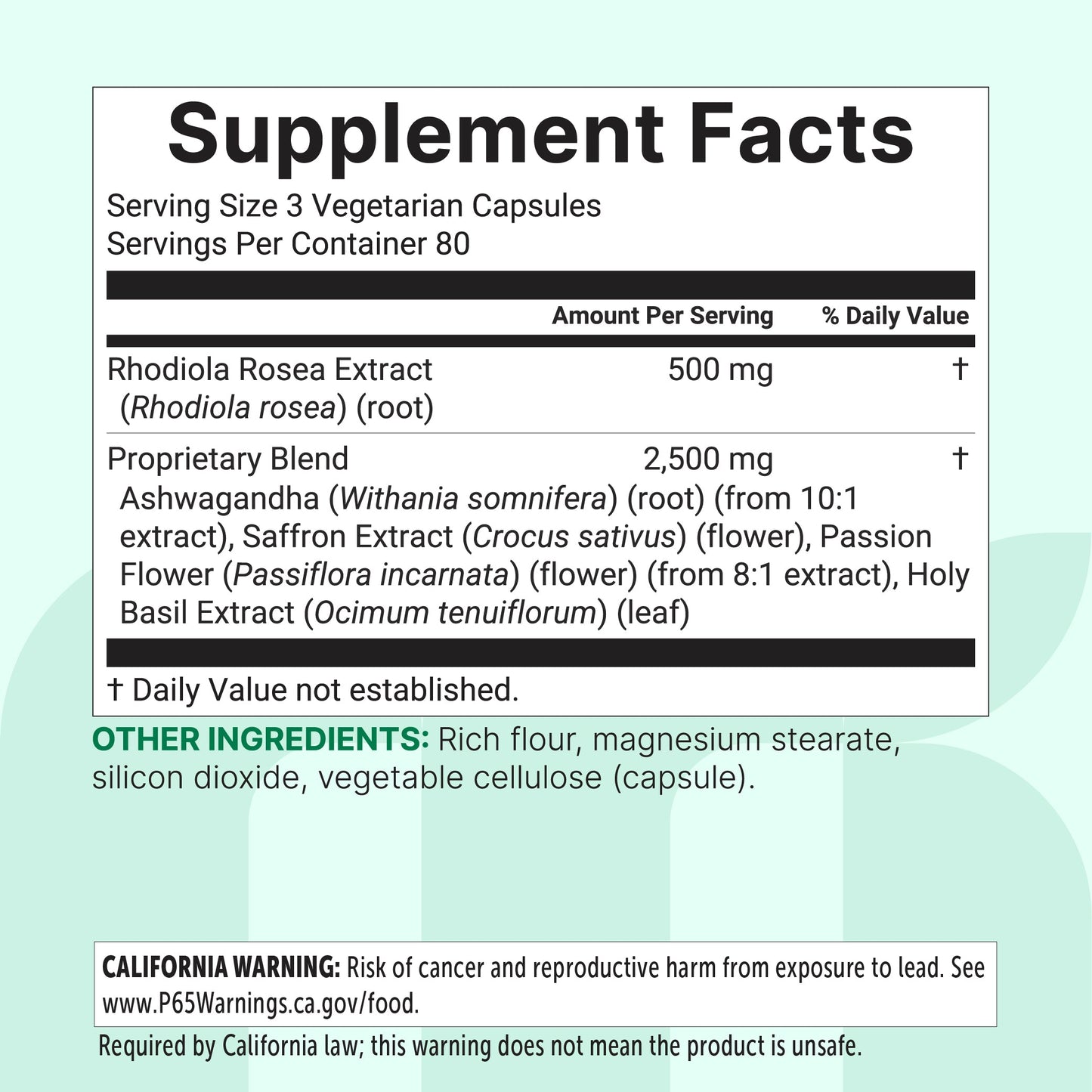 Micro Ingredients Rhodiola Rosea Complex 3000mg, 240 Vegetarian Capsules