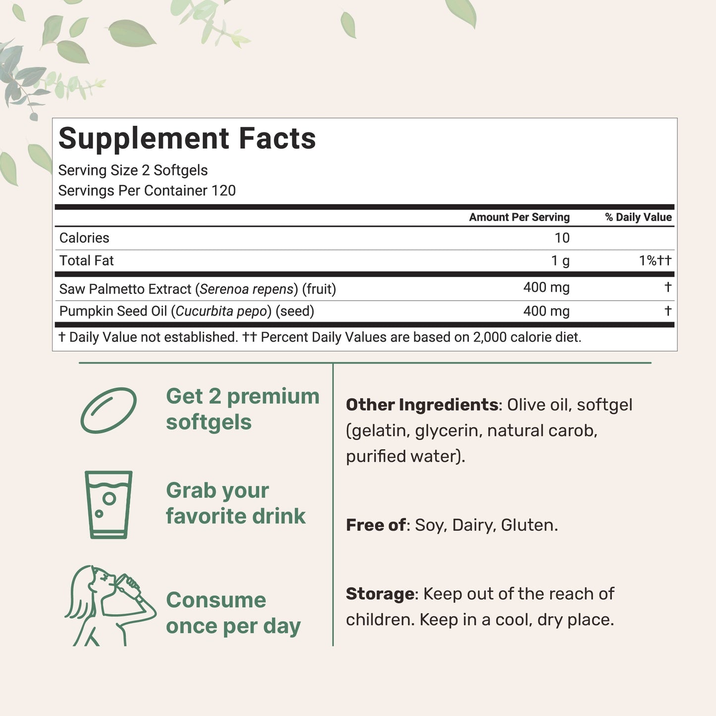 Micro Ingredients Saw Palmetto with Pumpkin Seed Oil, 240 Softgels