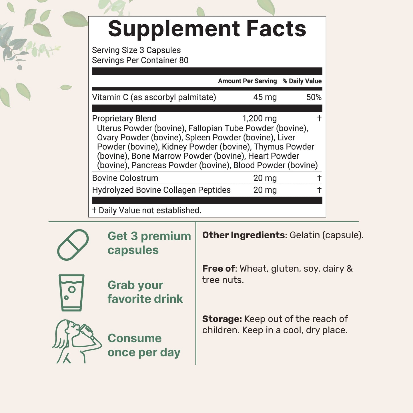 Micro Ingredients Grass-fed Beef Organ for Women 1200mg, 240 Capsules