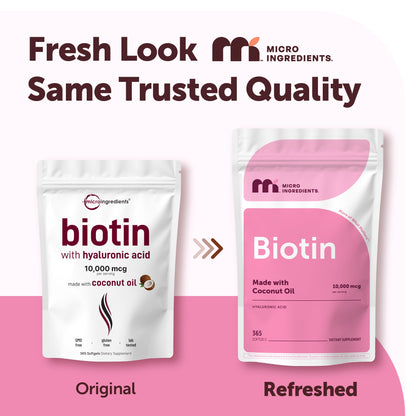 Micro Ingredients Biotin with Hyaluronic Acid, 365 Softgels