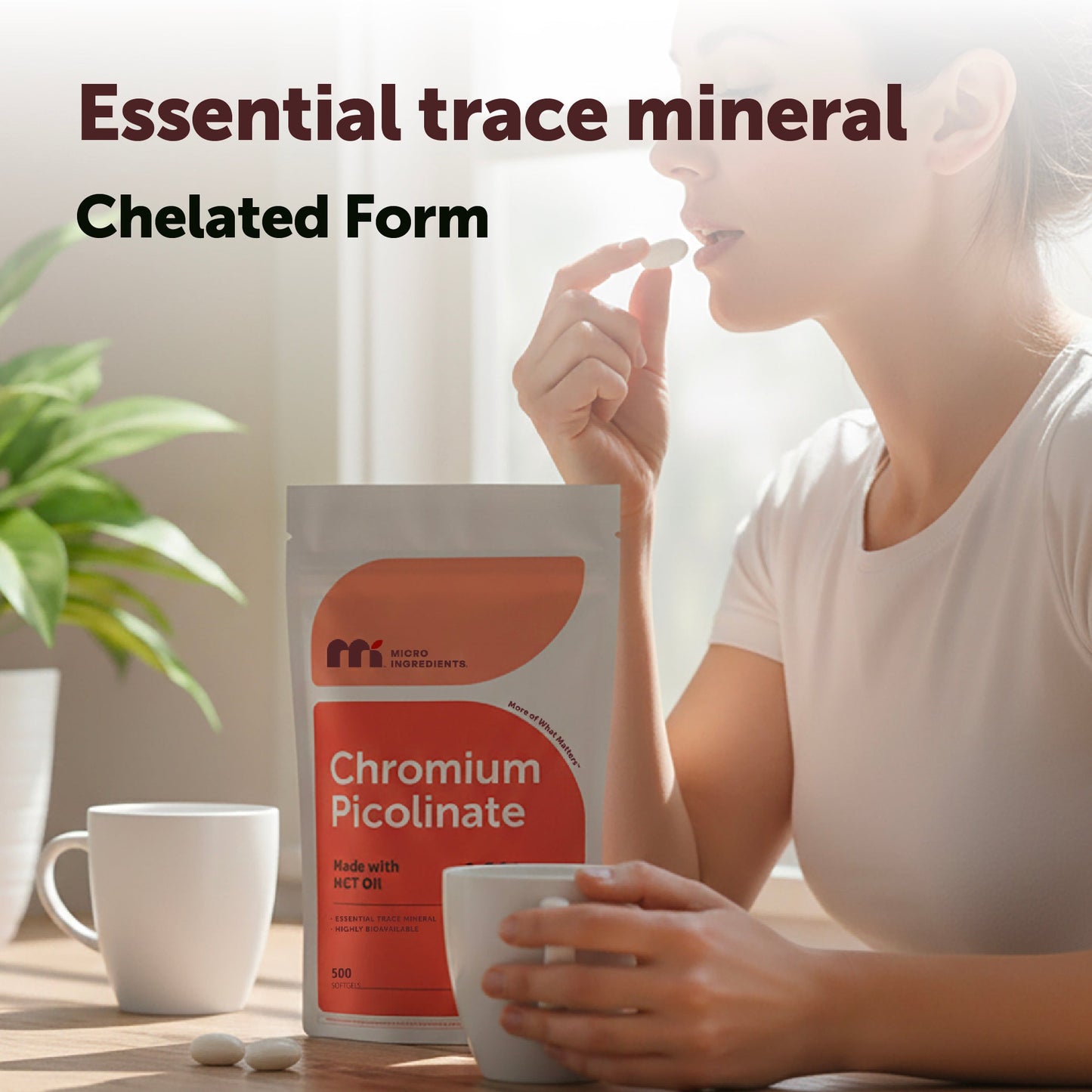 Micro Ingredients Chromium Picolinate 1000mcg with MCT Oil, 500 Softgels