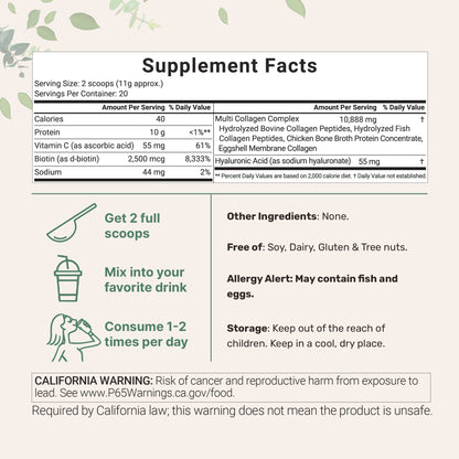 Micro Ingredients Multi Collagen Peptides Powder, 8oz