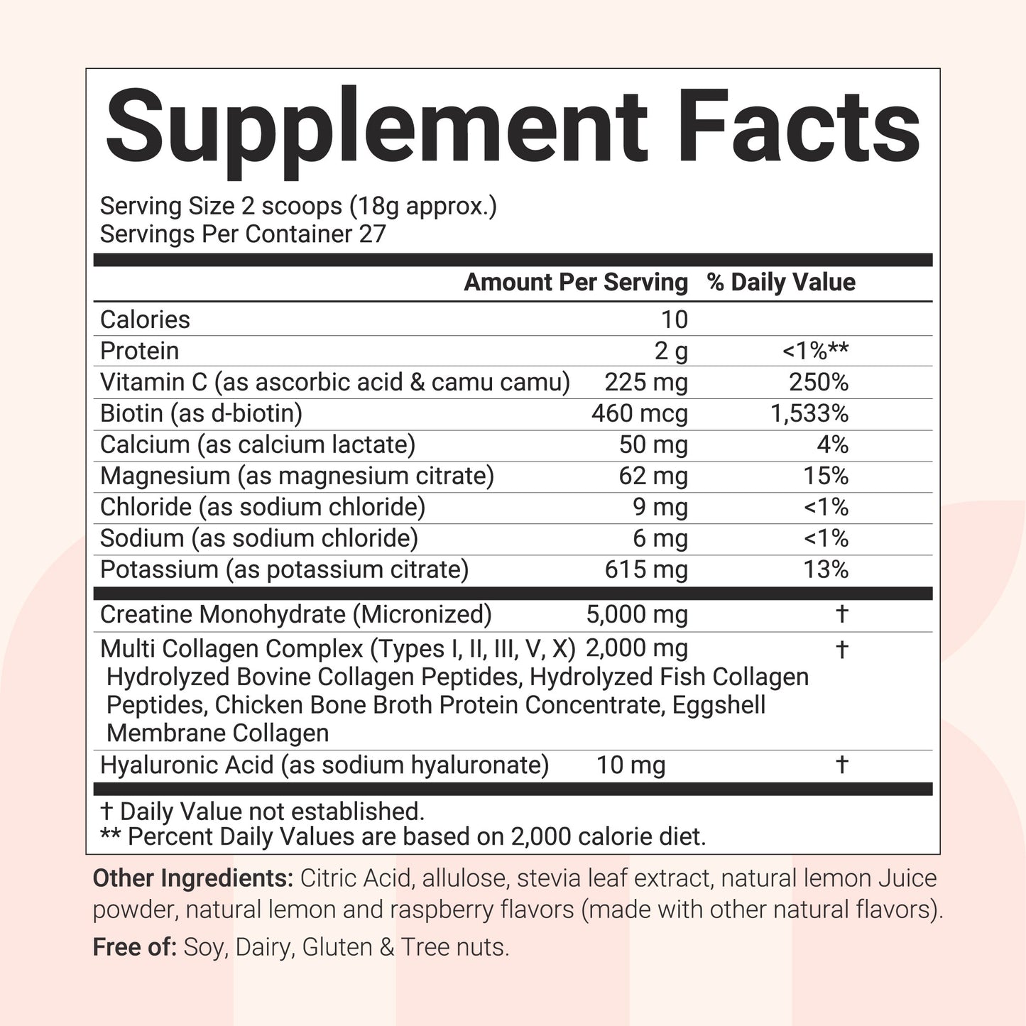 Creatine Monohydrate for Women with Multi Collagen Electrolyte, 500g (Lemon & Raspberry Flavor)
